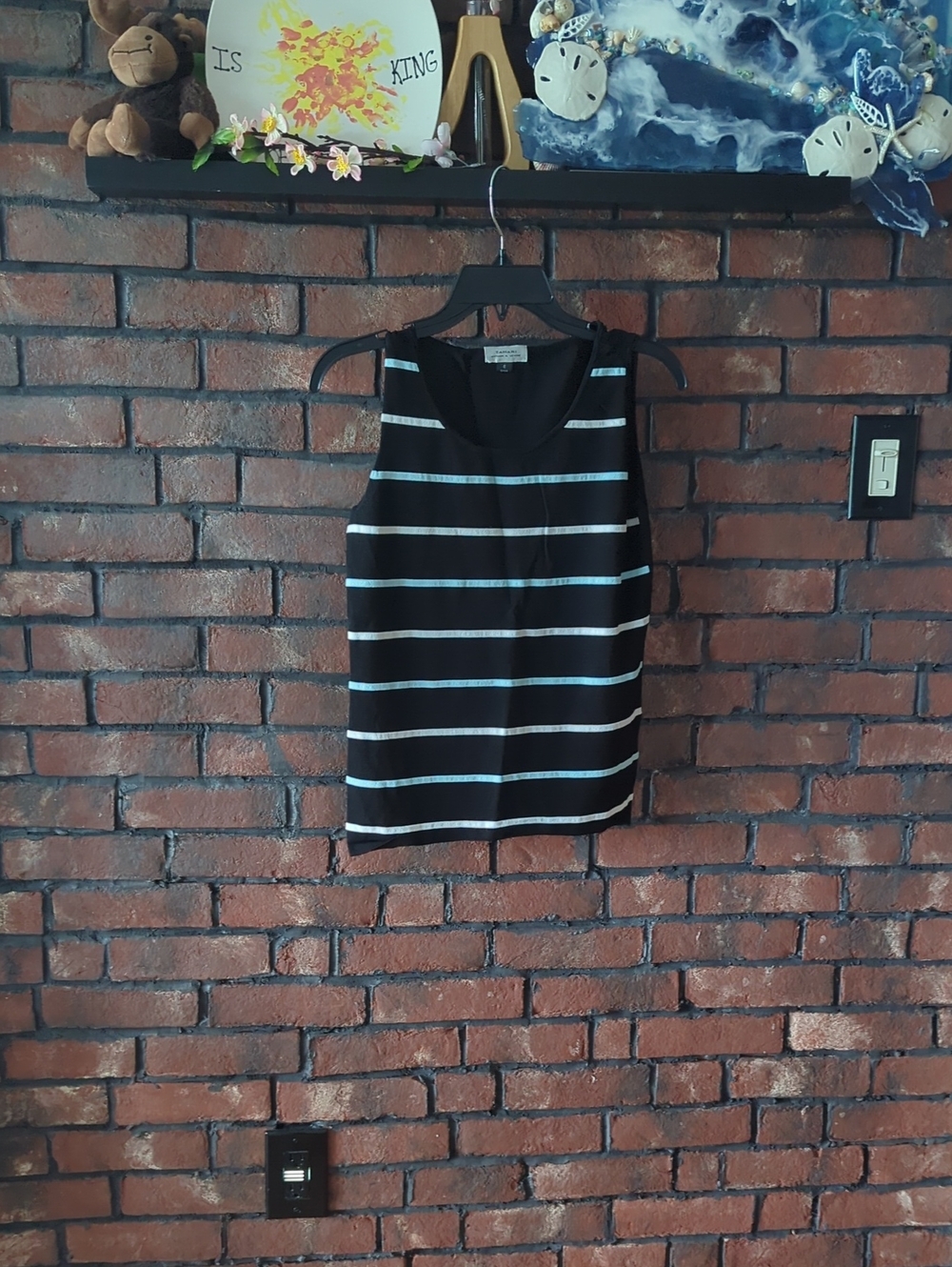 Women's Black Striped Sleeveless Top - Unbranded